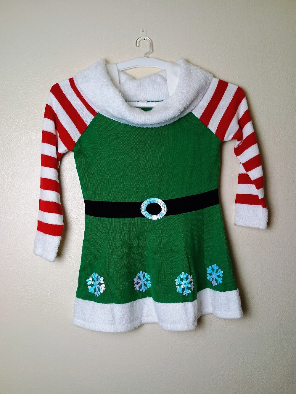 Holiday Time XXL/2XG(20) Christmas Green Elf Knit Dress - Cozy And Fuzzy
